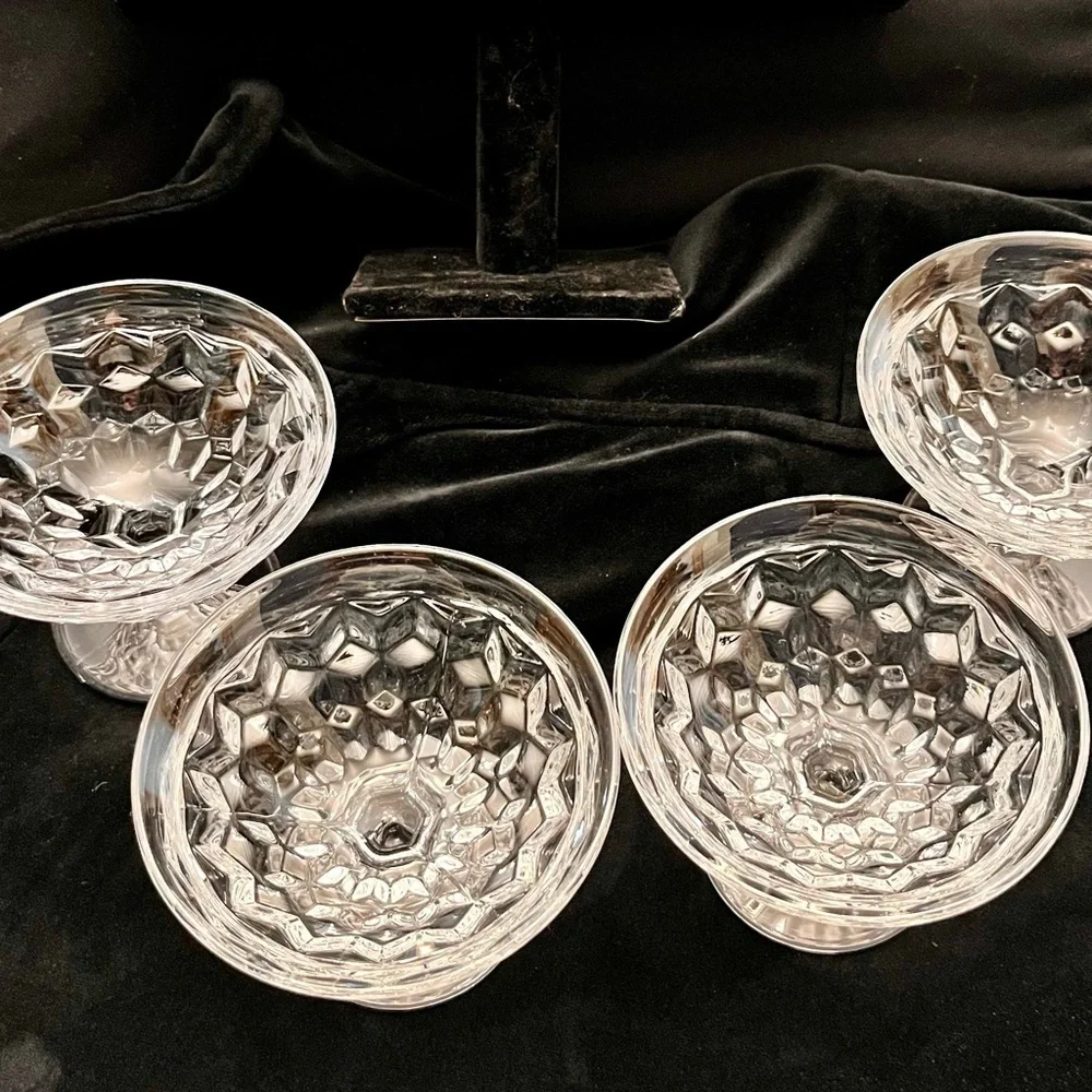 Vtg Fostoria American Clear Glass Shiny Champagne Sherbet Dessert Cups Set of 4
